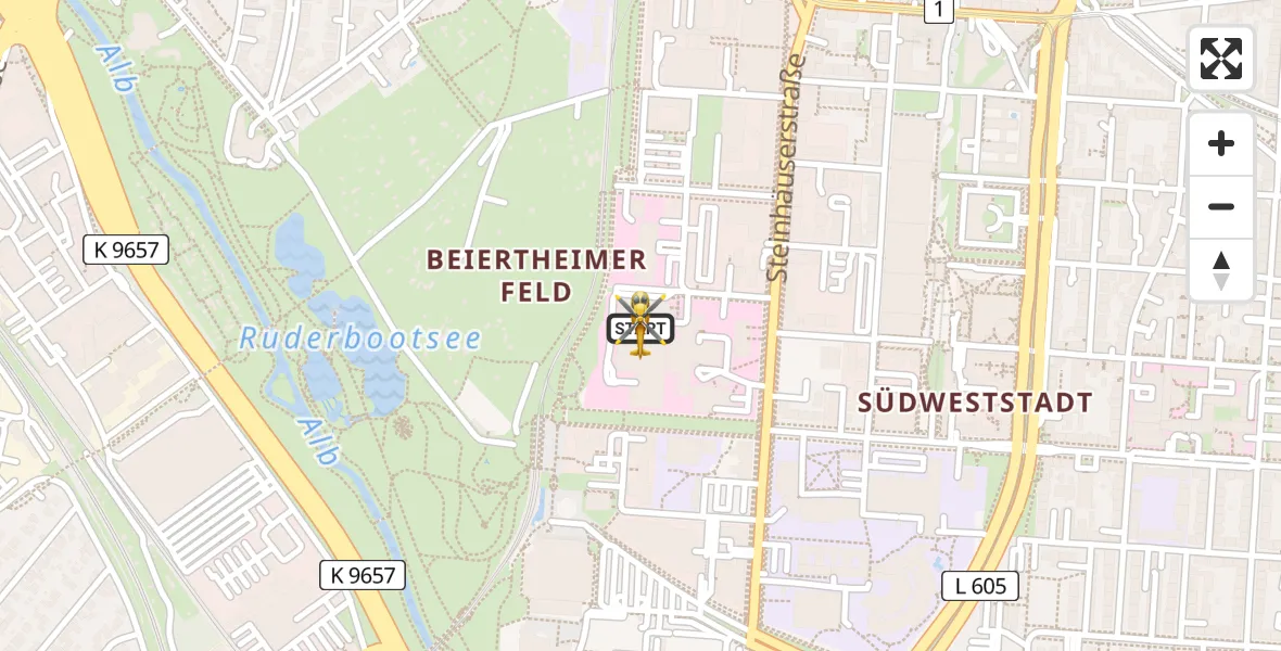 Flugroute Ambulanzhubschrauber Sankt Vincentius Hospital - Sankt Vincentius Hospital, 31 Mai 2026, 18:12