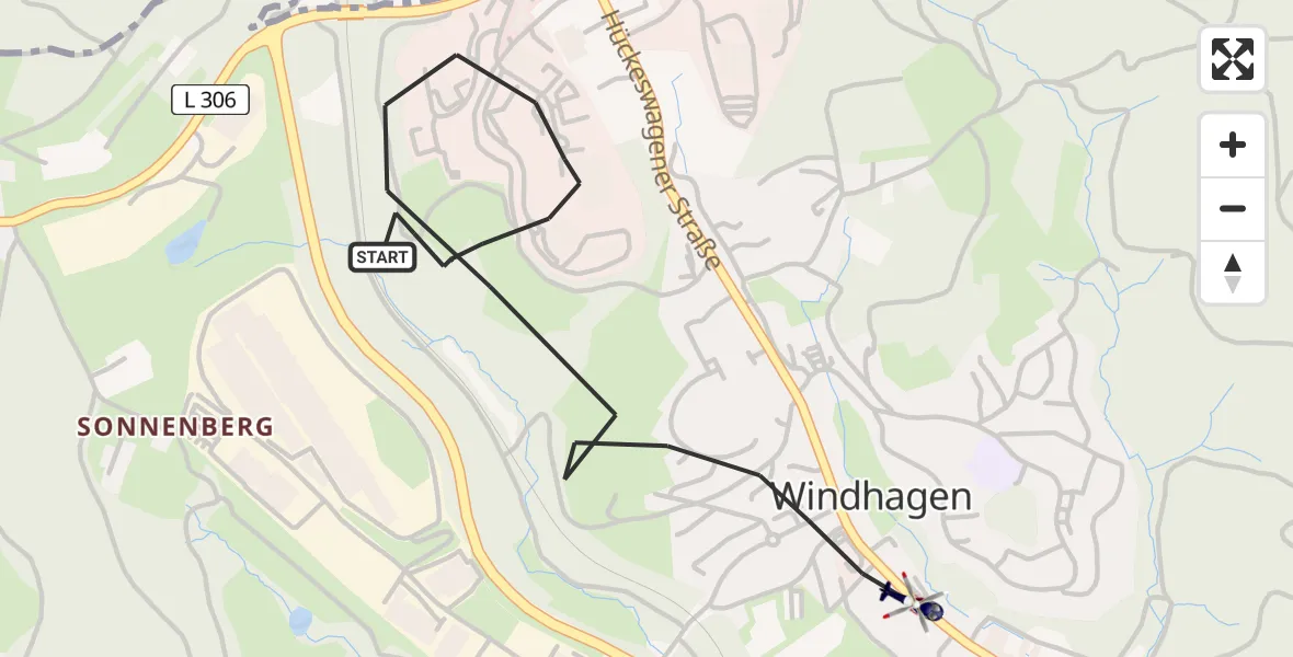 Flugroute Polizeihubschrauber Gummersbach - Gummersbach, 31 Mai 2026, 18:40