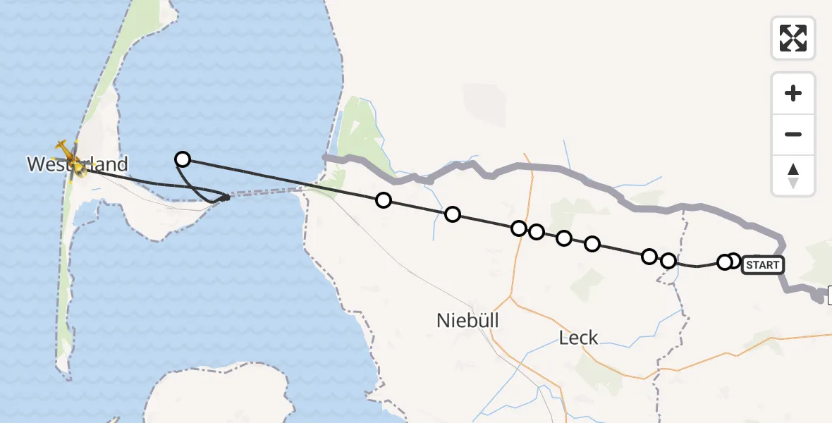 Flugroute Rettungshubschrauber Jardelund - Sylt, 31 Mai 2026, 19:34