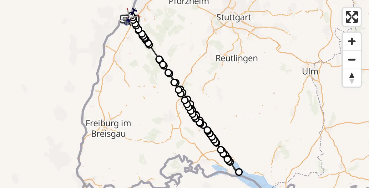 Flugroute Polizeihubschrauber Karlsruhe Baden-Baden Flughafen - Karlsruhe Baden-Baden Flughafen, 31 Mai 2026, 21:22