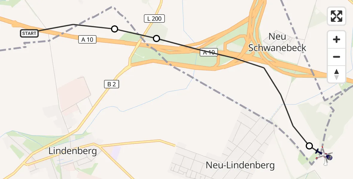 Flugroute Polizeihubschrauber Panketal - Ahrensfelde Hubschrauberlandeplatz, 31 Mai 2026, 21:27