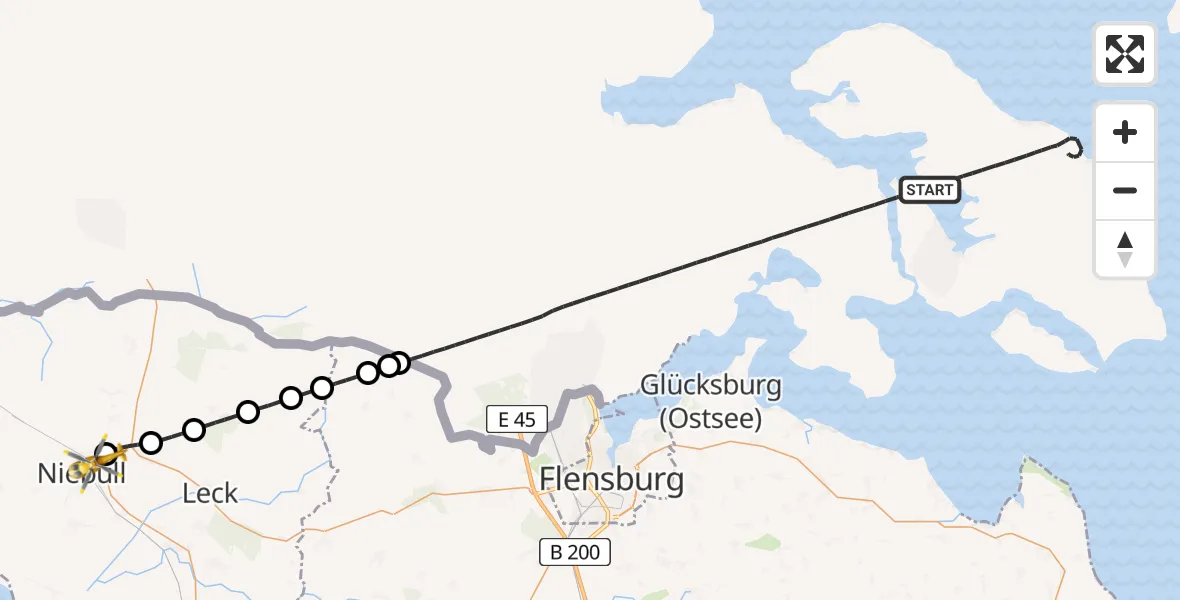 Flugroute Rettungshubschrauber Sønderborg Airport - Niebüll, 01 Juni 2026, 03:52