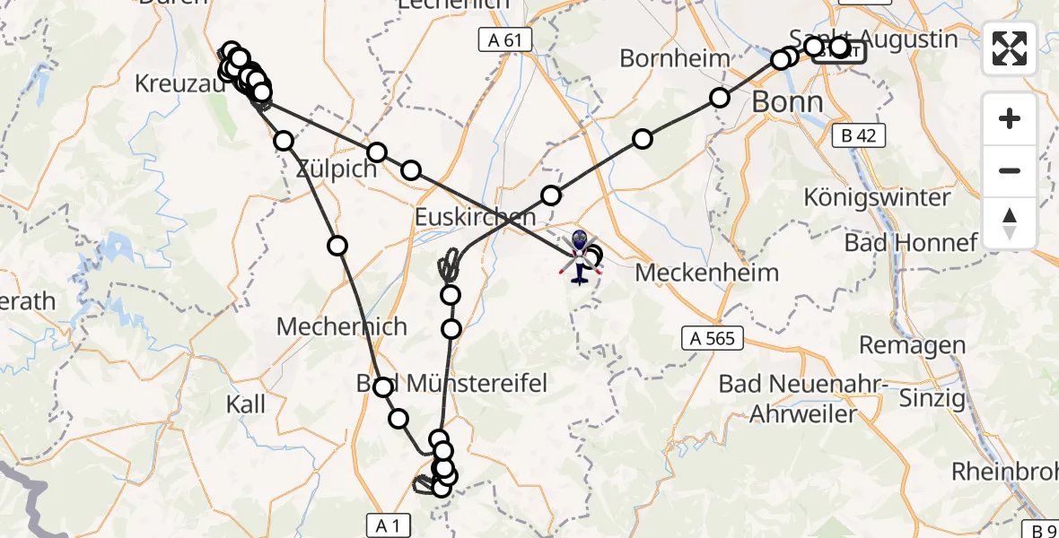 Flugroute Polizeihubschrauber Sankt Augustin - Euskirchen, 01 Juni 2026, 07:22