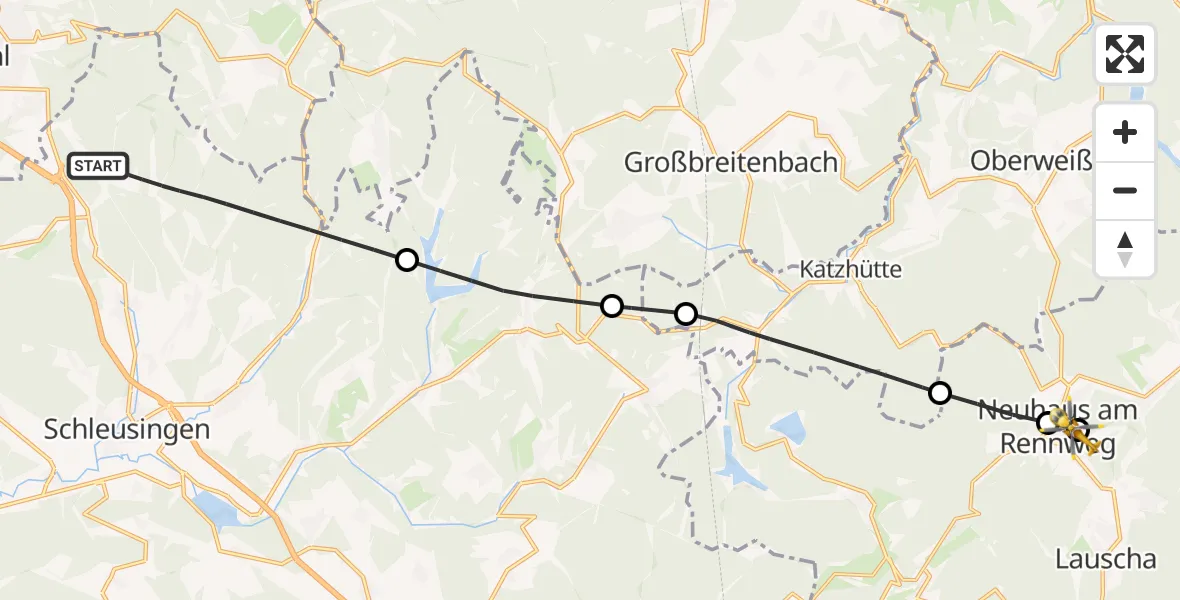 Flugroute Rettungshubschrauber Schleusingen - Neuhaus am Rennweg, 01 Juni 2026, 07:43