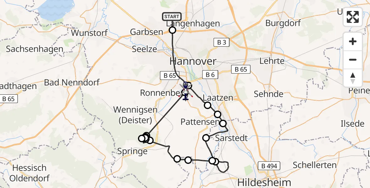 Flugroute Polizeihubschrauber Flughafen Hannover - Hemmingen, 01 Juni 2026, 07:54