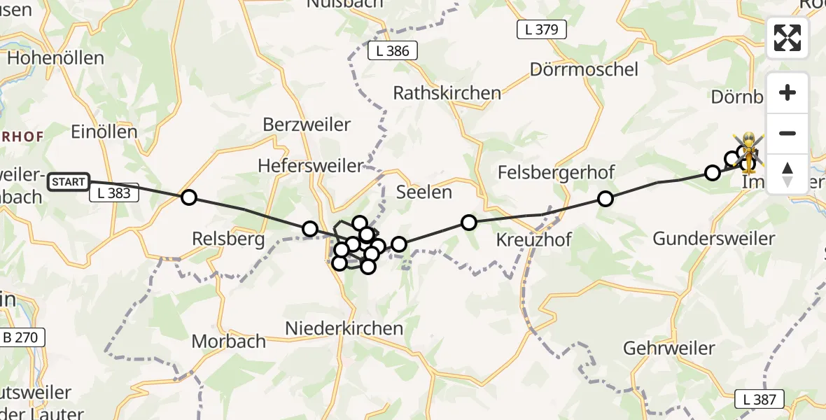 Flugroute Rettungshubschrauber Einöllen - Imsweiler UL, 01 Juni 2026, 08:17