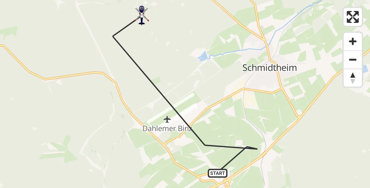 Flugroute Polizeihubschrauber Dahlem - Dahlem, 01 Juni 2026, 08:21