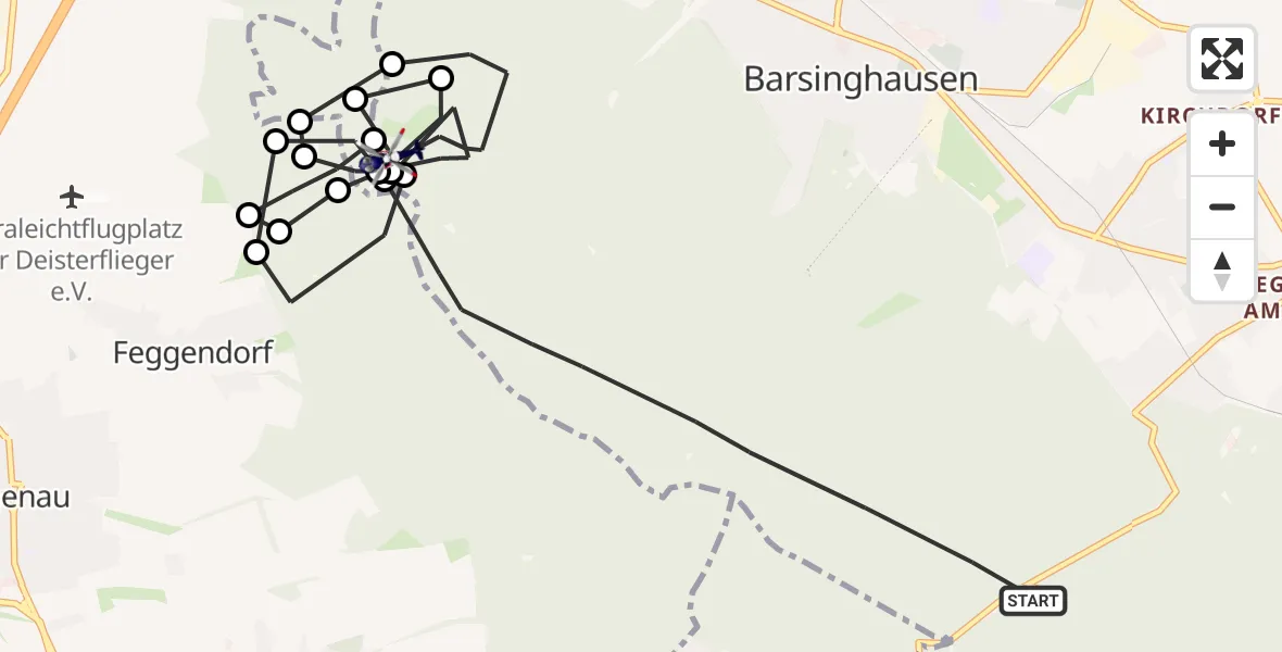Flugroute Polizeihubschrauber Barsinghausen - Barsinghausen, 01 Juni 2026, 08:31