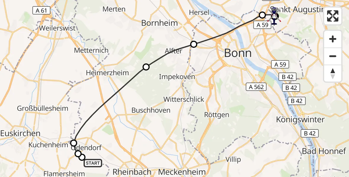 Flugroute Polizeihubschrauber Euskirchen - Sankt Augustin, 01 Juni 2026, 09:19