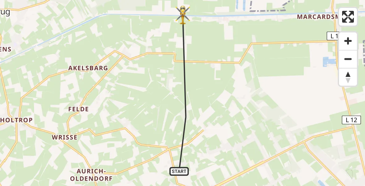 Flugroute Rettungshubschrauber Großefehn - Aurich, 01 Juni 2026, 09:27