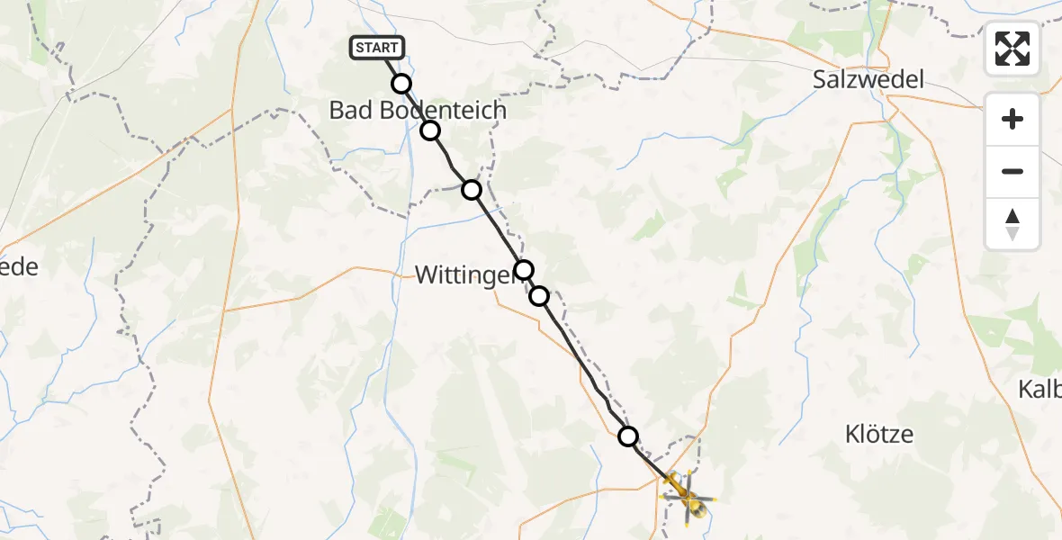 Flugroute Rettungshubschrauber Wrestedt - Klötze, 01 Juni 2026, 09:36