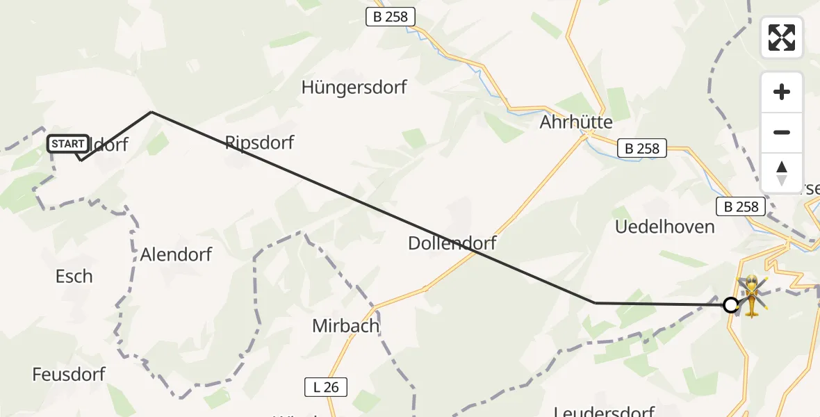 Flugroute Ambulanzhubschrauber Blankenheim - Üxheim, 01 Juni 2026, 09:48