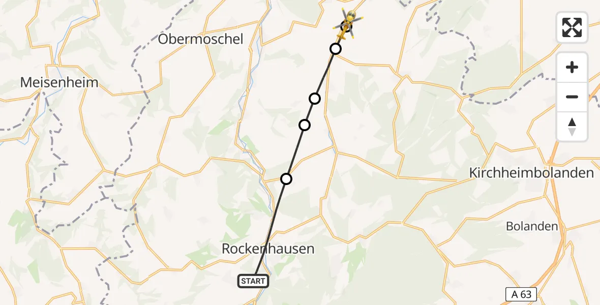 Flugroute Rettungshubschrauber Rockenhausen - Münsterappel, 01 Juni 2026, 09:51