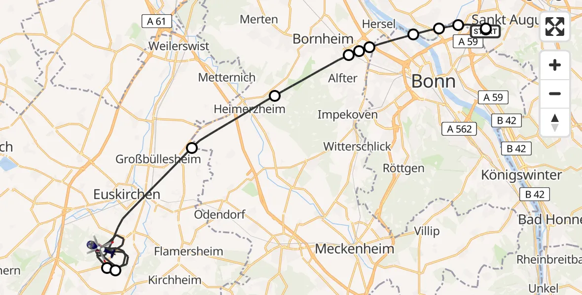 Flugroute Polizeihubschrauber Sankt Augustin - Euskirchen, 01 Juni 2026, 11:11