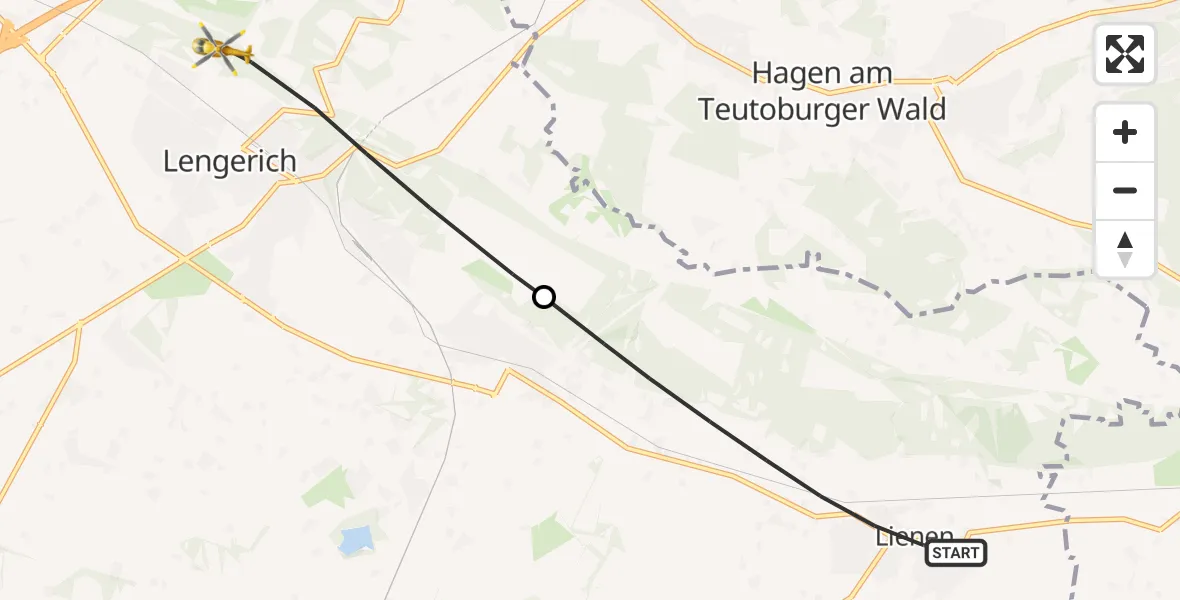 Flugroute Ambulanzhubschrauber Lienen - Lengerich, 01 Juni 2026, 11:13