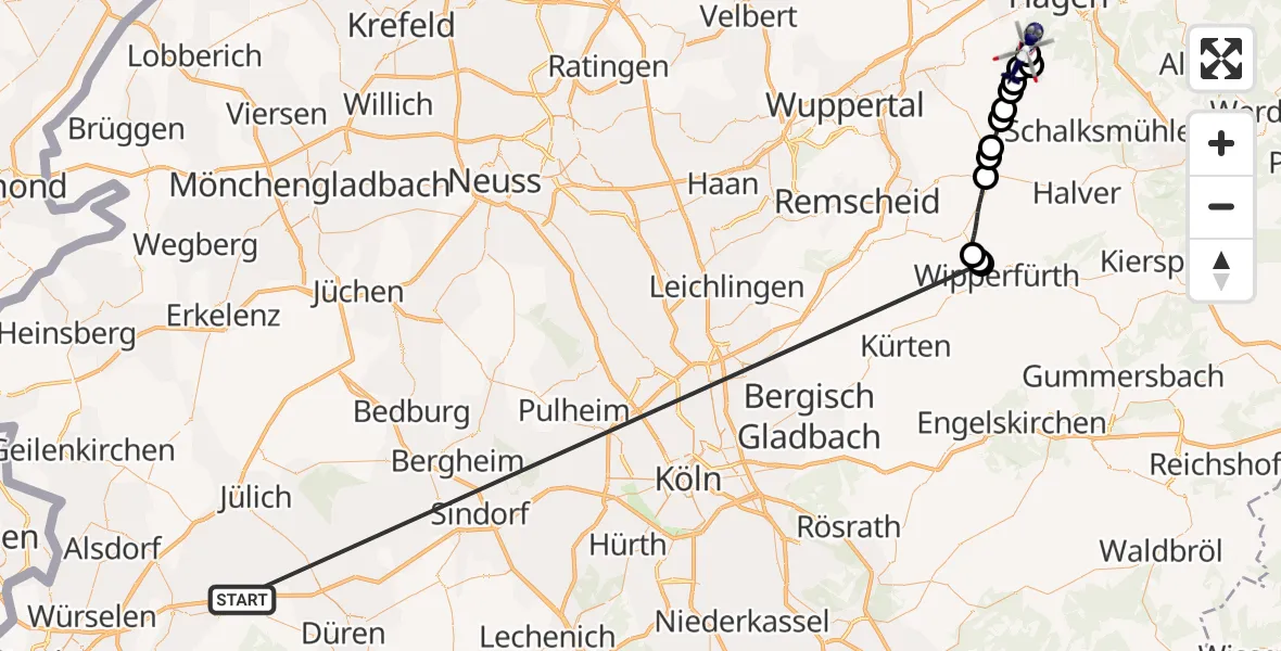 Flugroute Polizeihubschrauber Langerwehe - Hagen-Hof-Wahl Flugplatz, 01 Juni 2026, 11:31