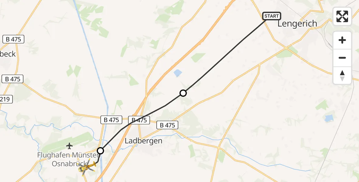 Flugroute Ambulanzhubschrauber Lengerich - Greven, 01 Juni 2026, 11:39