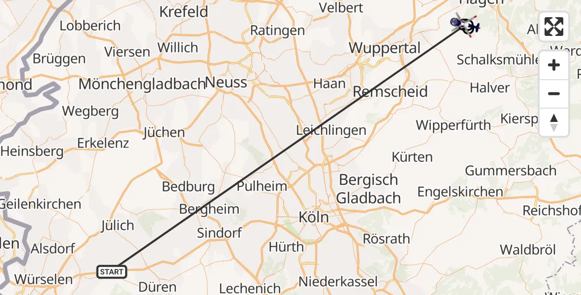 Flugroute Polizeihubschrauber Langerwehe - Hagen-Hof-Wahl Flugplatz, 01 Juni 2026, 11:48