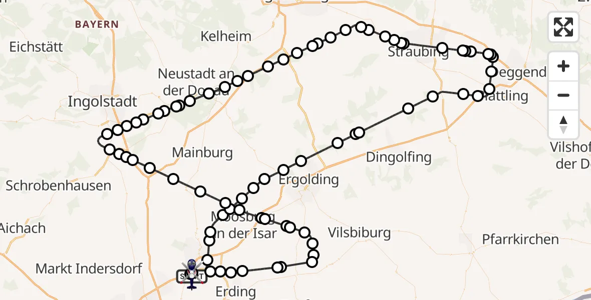 Flugroute Polizeihubschrauber München Flughafen - München Flughafen, 01 Juni 2026, 11:49