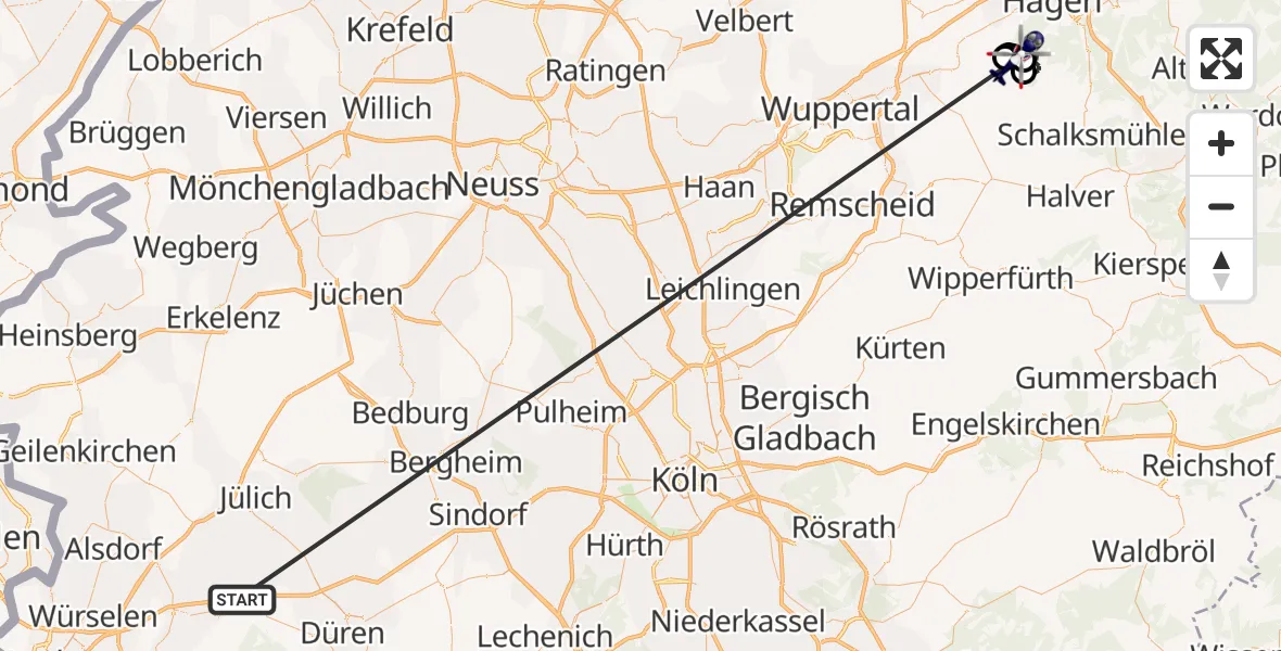 Flugroute Polizeihubschrauber Langerwehe - Hagen-Hof-Wahl Flugplatz, 01 Juni 2026, 11:53