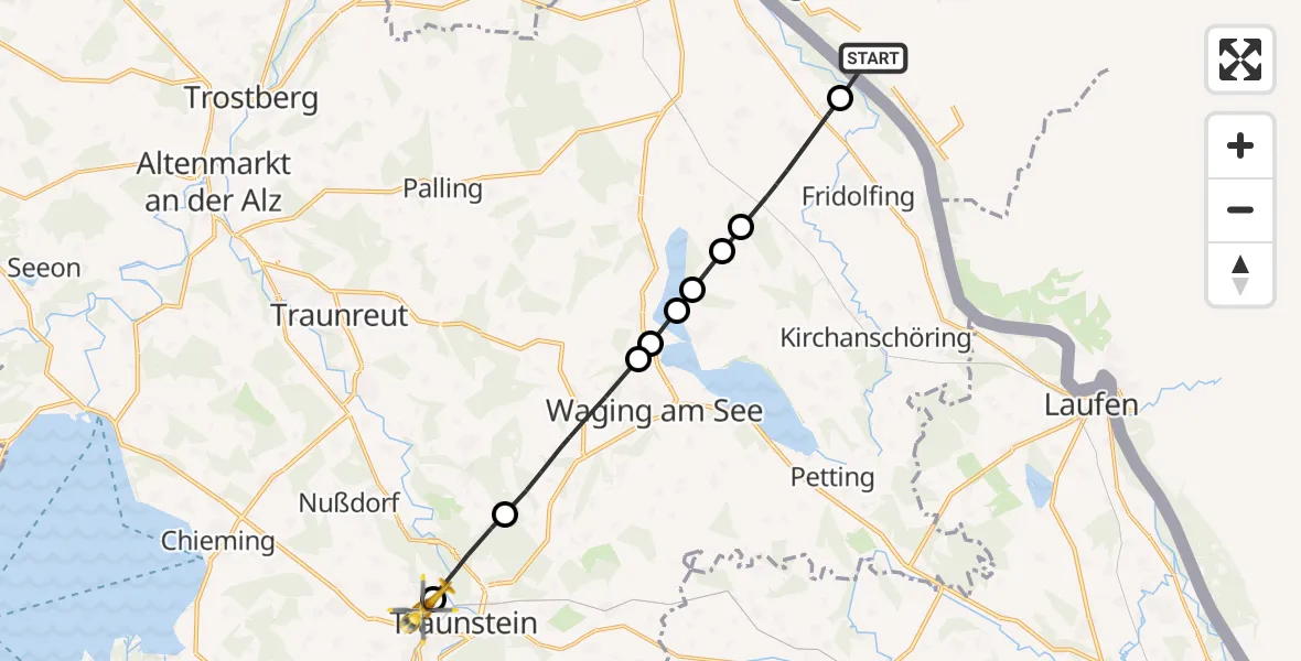 Flugroute Rettungshubschrauber Riedersbach - Traunstein Hospital, 01 Juni 2026, 11:57