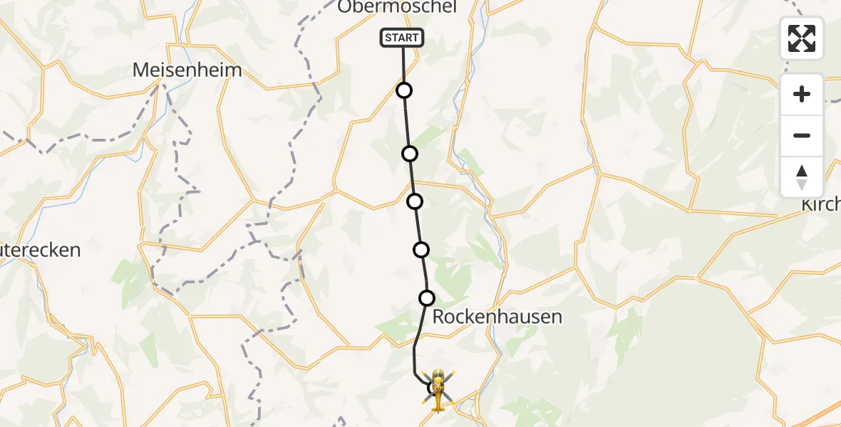 Flugroute Rettungshubschrauber Obermoschel - Imsweiler UL, 01 Juni 2026, 12:02