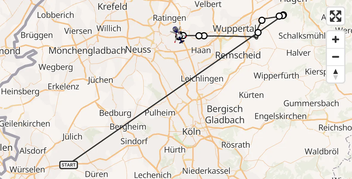 Flugroute Polizeihubschrauber Langerwehe - Düsseldorf, 01 Juni 2026, 12:09