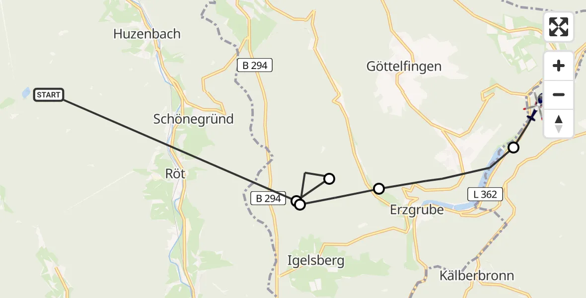 Flugroute Polizeihubschrauber Baiersbronn - Grömbach, 01 Juni 2026, 12:17