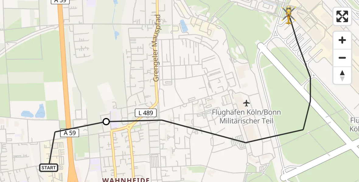 Flugroute Rettungshubschrauber Köln - Köln Bonn Flughafen, 01 Juni 2026, 12:26