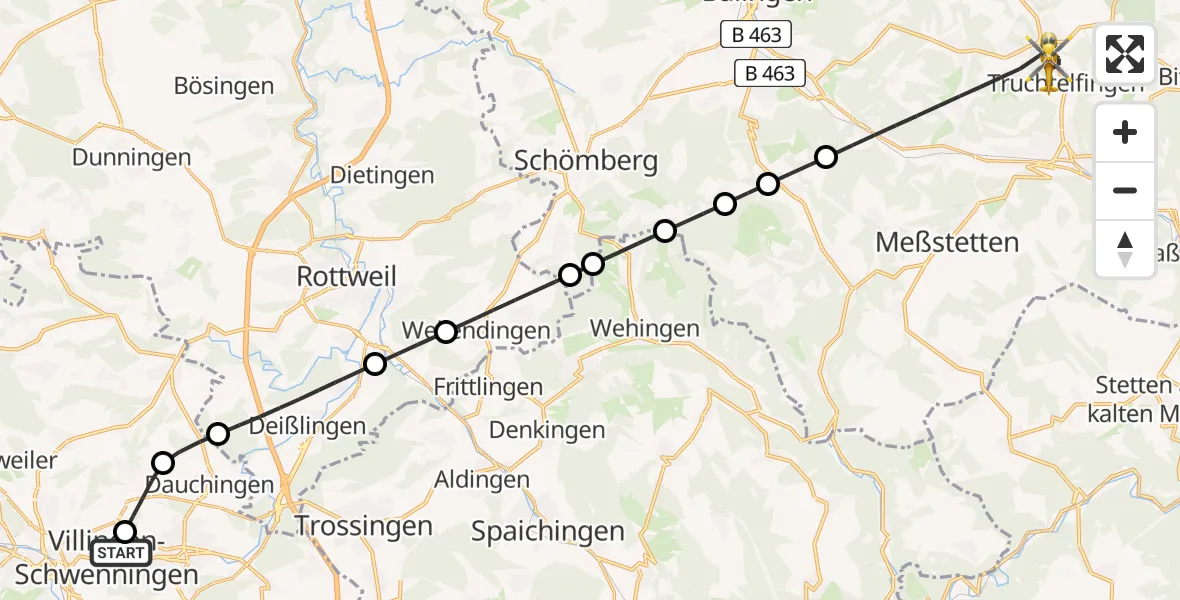 Flugroute Ambulanzhubschrauber DRF Air Rescue Station Villingen-Schwenningen Hubschrauberlandeplatz (Christoph 11) - Albstadt, 01 Juni 2026, 12:42