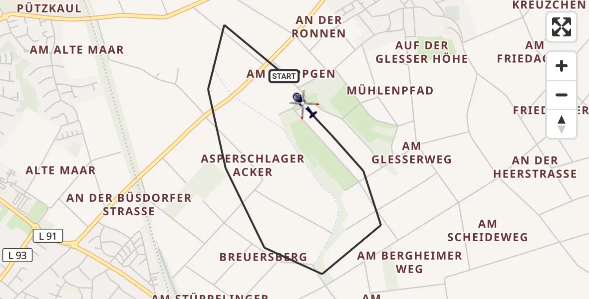 Flugroute Polizeihubschrauber Bergheim - Bergheim, 01 Juni 2026, 12:43