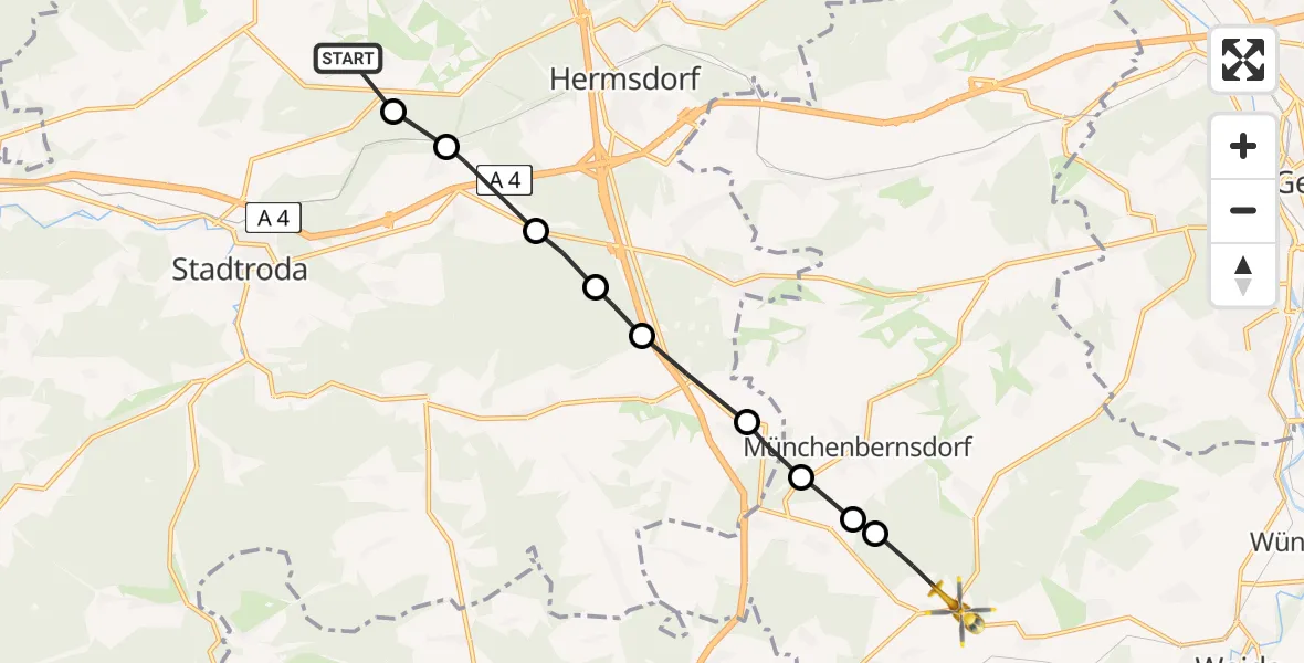 Flugroute Rettungshubschrauber Albersdorf - Harth-Pöllnitz, 01 Juni 2026, 12:48