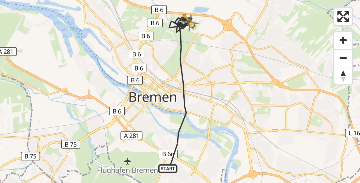 Flugroute Rettungshubschrauber Bremen - Bremen, 01 Juni 2026, 12:55