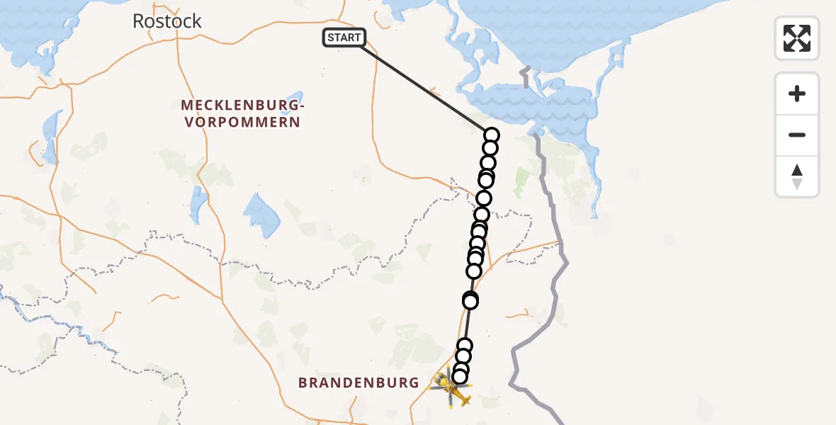 Flugroute Rettungshubschrauber Süderholz - Eberswalde, 01 Juni 2026, 14:16