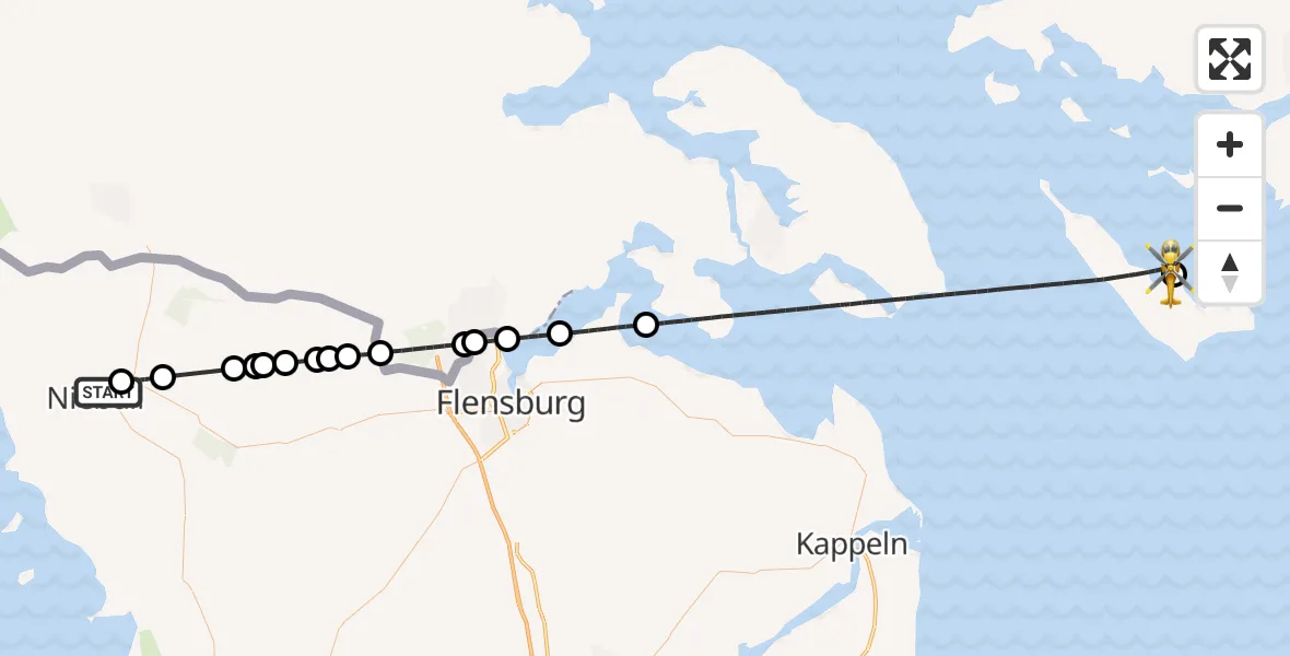 Flugroute Rettungshubschrauber Niebüll - Ærø Heliport, 01 Juni 2026, 14:32