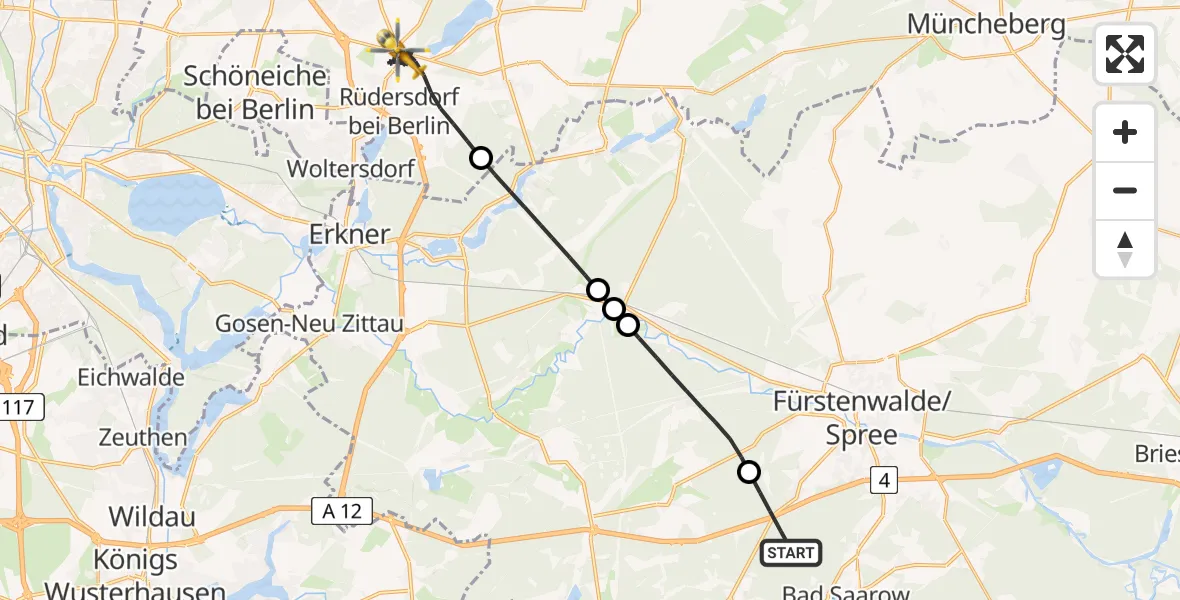 Flugroute Rettungshubschrauber Rauen - Rüdersdorf bei Berlin, 01 Juni 2026, 14:36