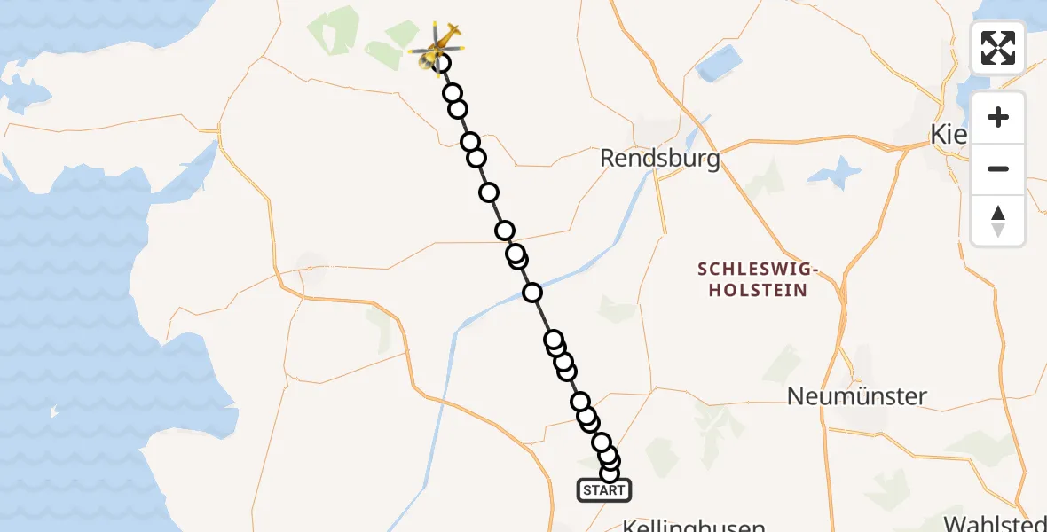 Flugroute Rettungshubschrauber Itzehoe Hungriger Wolf Flugplatz - Wohlde, 01 Juni 2026, 14:49