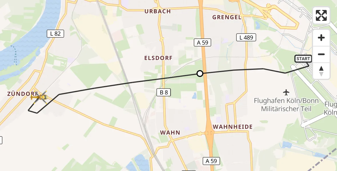 Flugroute Rettungshubschrauber Köln Bonn Flughafen - Köln, 01 Juni 2026, 15:00