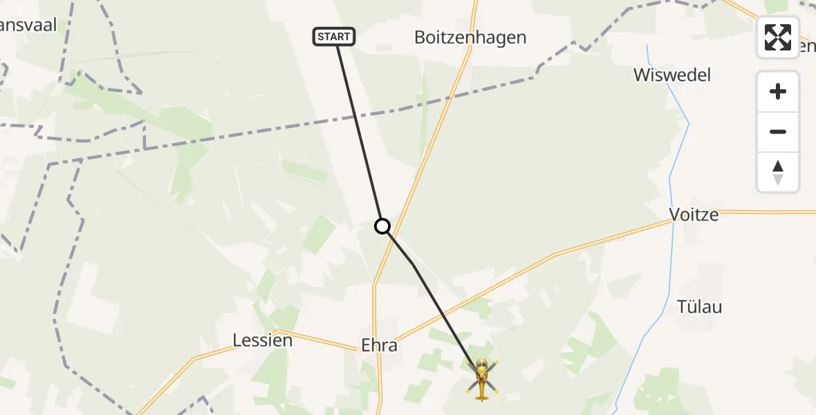 Flugroute Rettungshubschrauber Wittingen - Ehra-Lessien, 01 Juni 2026, 15:40