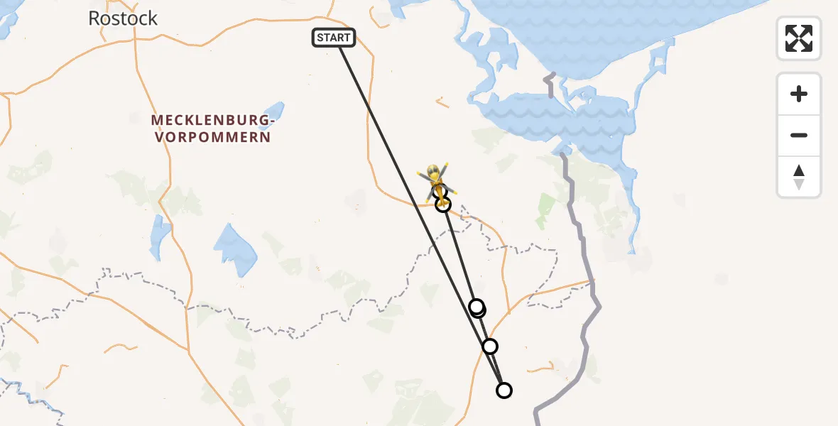Flugroute Rettungshubschrauber Süderholz - Galenbeck, 01 Juni 2026, 15:44