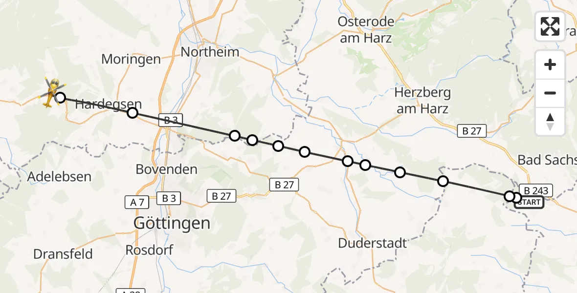 Flugroute Rettungshubschrauber Bad Sachsa - Uslar, 01 Juni 2026, 16:19