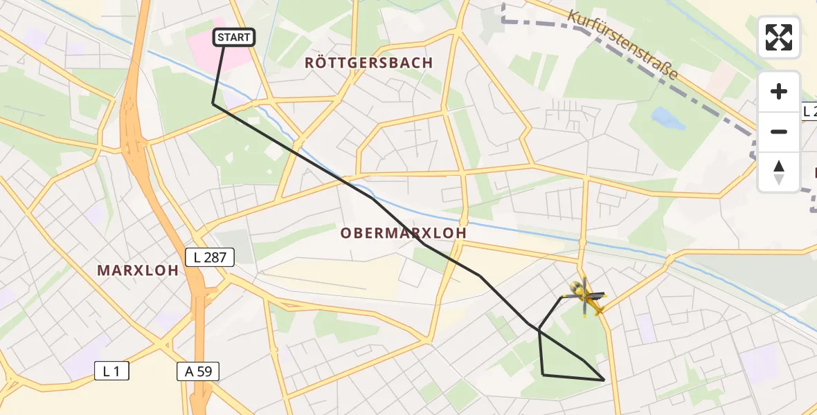 Flugroute Rettungshubschrauber Duisburg - Duisburg, 01 Juni 2026, 16:19