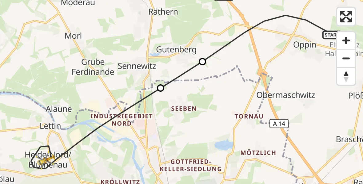 Flugroute Rettungshubschrauber Landsberg - Halle (Saale), 01 Juni 2026, 16:33
