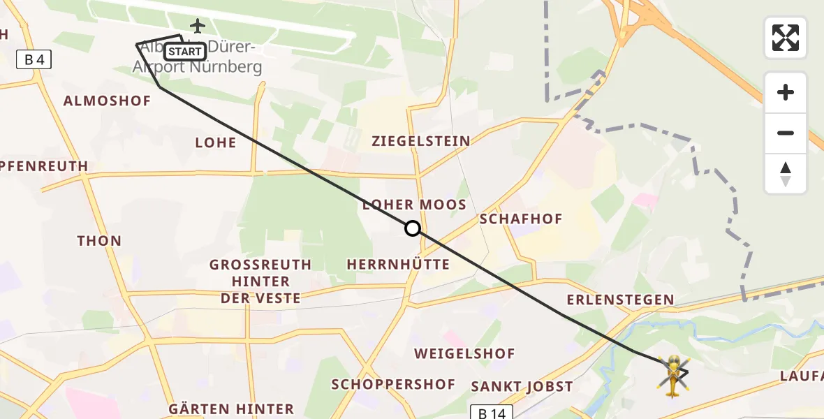 Flugroute Ambulanzhubschrauber Flughafen Nuremberg - Nürnberg, 01 Juni 2026, 16:49
