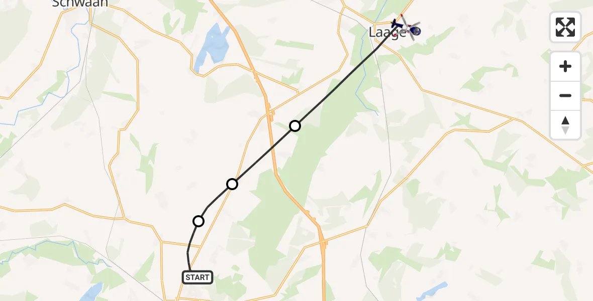 Flugroute Polizeihubschrauber Güstrow - Laage, 01 Juni 2026, 16:52