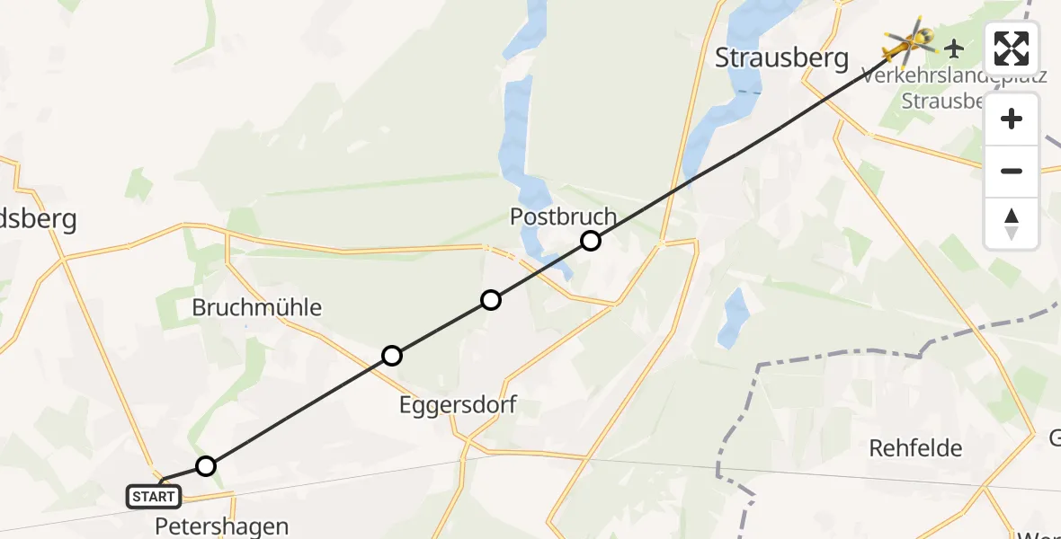 Flugroute Rettungshubschrauber Fredersdorf-Vogelsdorf - Strausberg, 01 Juni 2026, 16:54