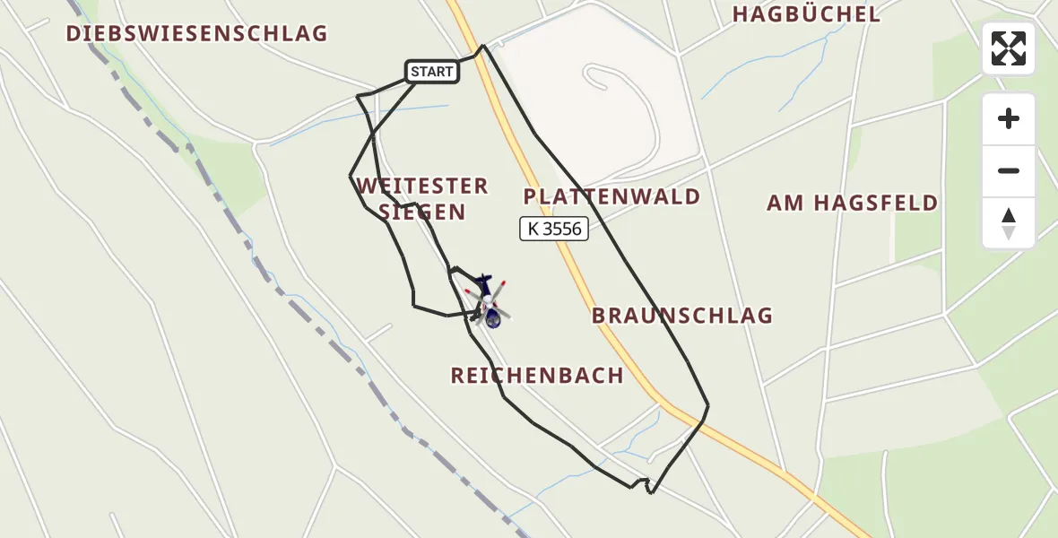 Flugroute Polizeihubschrauber Karlsbad - Karlsbad, 01 Juni 2026, 17:06