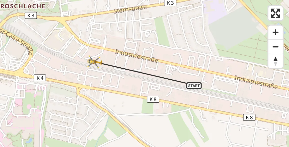 Flugroute Rettungshubschrauber Ludwigshafen am Rhein - Ludwigshafen am Rhein, 01 Juni 2026, 17:08