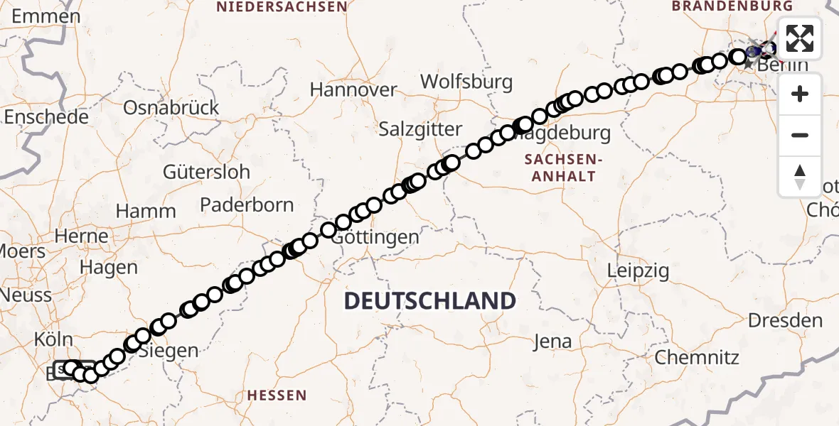 Flugroute Polizeihubschrauber Sankt Augustin - Ahrensfelde Hubschrauberlandeplatz, 01 Juni 2026, 17:25