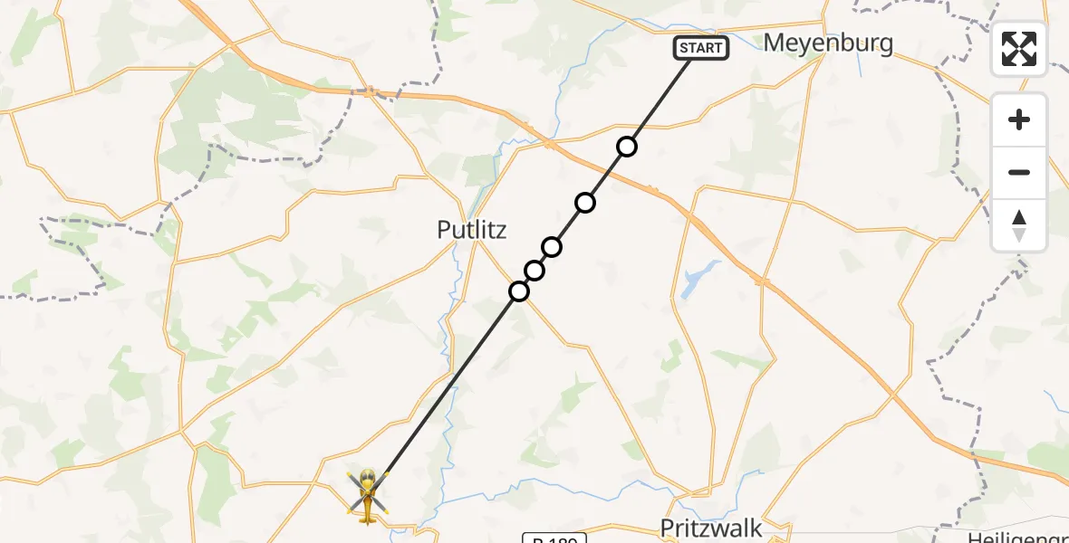 Flugroute Rettungshubschrauber Marienfließ - Groß Pankow (Prignitz), 01 Juni 2026, 18:31